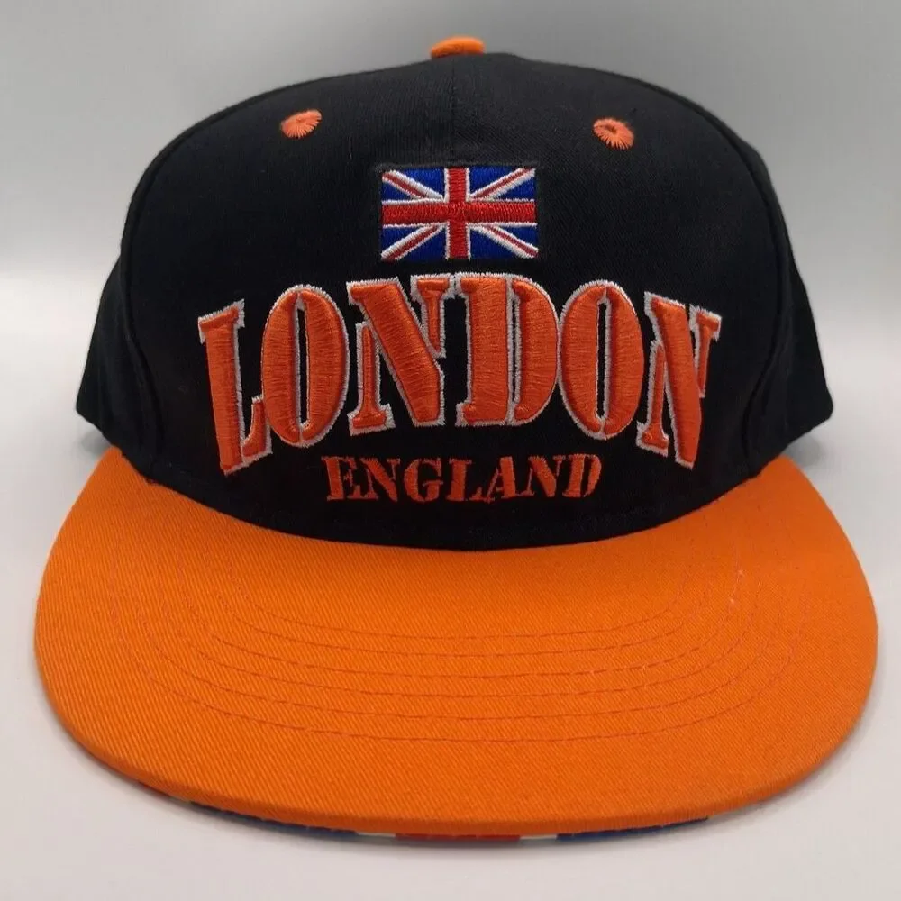 London England Great Britain Awnhill Orange and Black Snapback Hat
